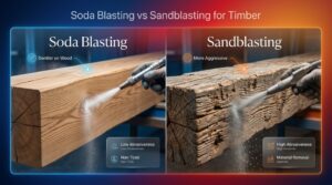 Soda Blasting vs Sandblasting for Timber