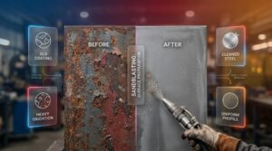 does sandblasting remove metal